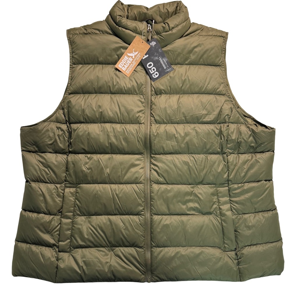 Eddie Bauer CirrusLite Down Vest Womens 2X Alder Green 650 Fill Puffer New